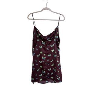 Urban Outfitters Women's Satin Butterfly Print Mini Dress Size Large‎